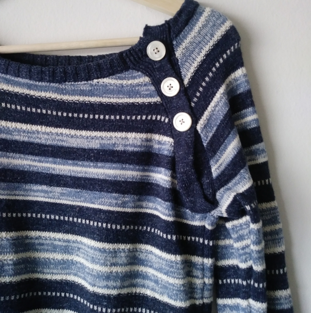 Striped Button Shoulder Sweater - image 2